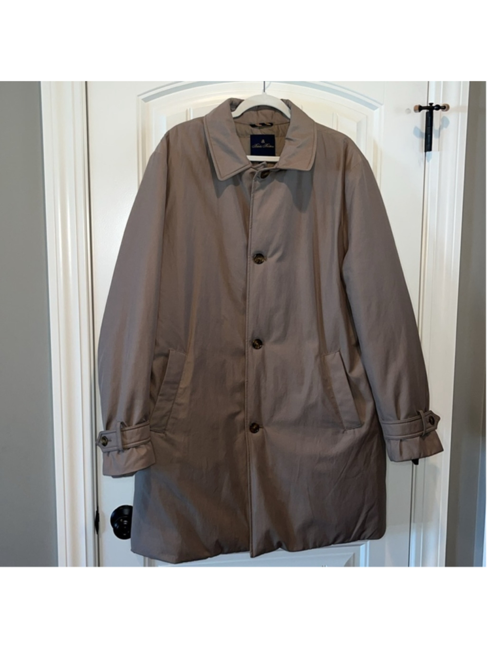 Brooks Brothers Thermore insulated khaki tan classic staple coat thigh length L